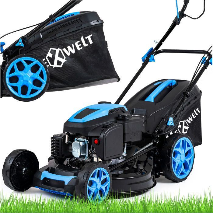 HEXWELT Tondeuse Thermique HW-KS-200 | 200cc | 5,1 CV | Lame 51 cm |Autotractée | Éjection bac 60 L et mulching | Hauteur réglable|