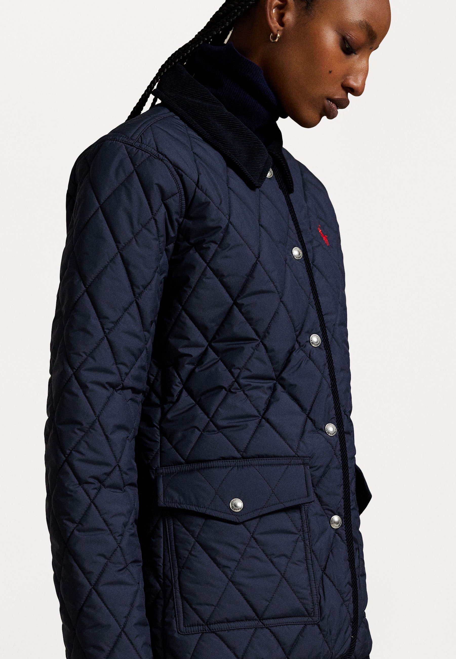 Giacca leggera Polo Ralph Lauren con finiture in velluto a coste e inserti trapuntati - Blu navy
