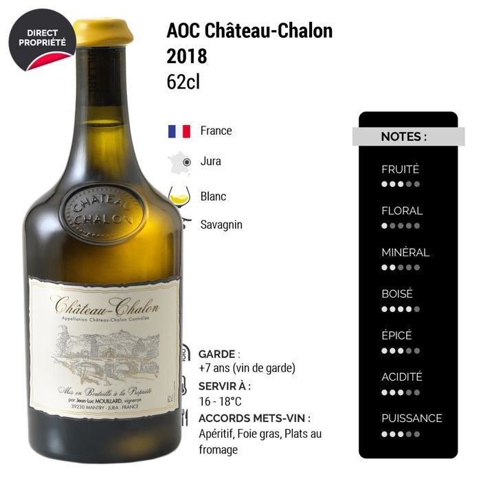 Domaine Jean-Luc Mouillard Château-Chalon Vin jaune 2018 - Vino bianco del Giura (62cl)
