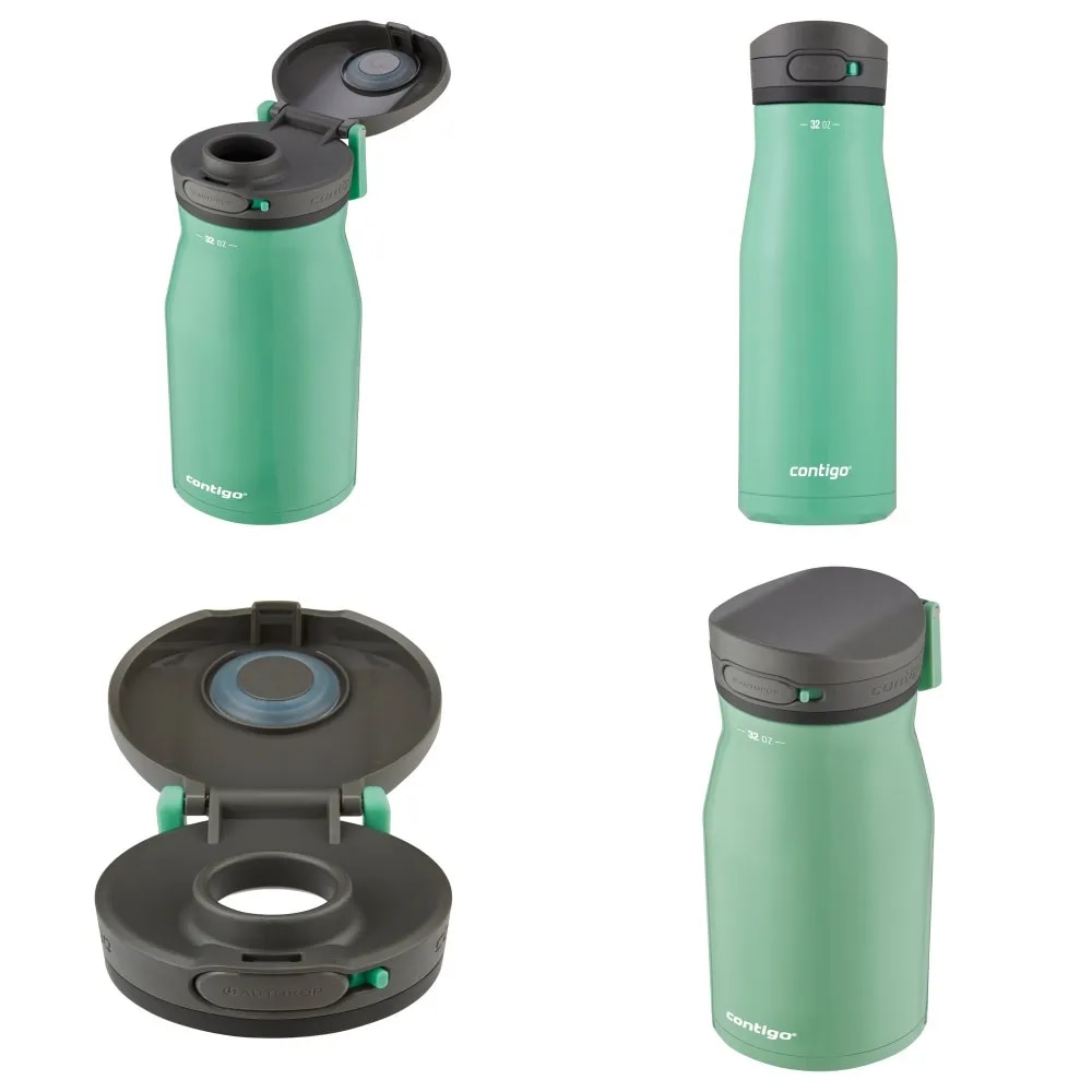 Bouteille d'eau Chill 2.0 vert clair, brillante et élégante, avec bouchon en acier inoxydable à large ouverture, pour une fraîcheur maximale.