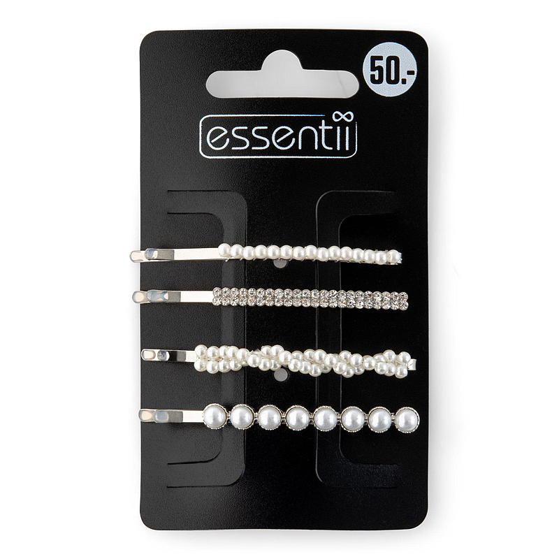 Pinza para el cabello Essentii con perlas, oro/plata