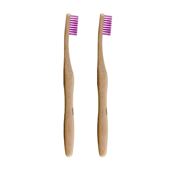 Cepillo de dientes de bambú Dr Botanicals, color morado, paquete doble económico