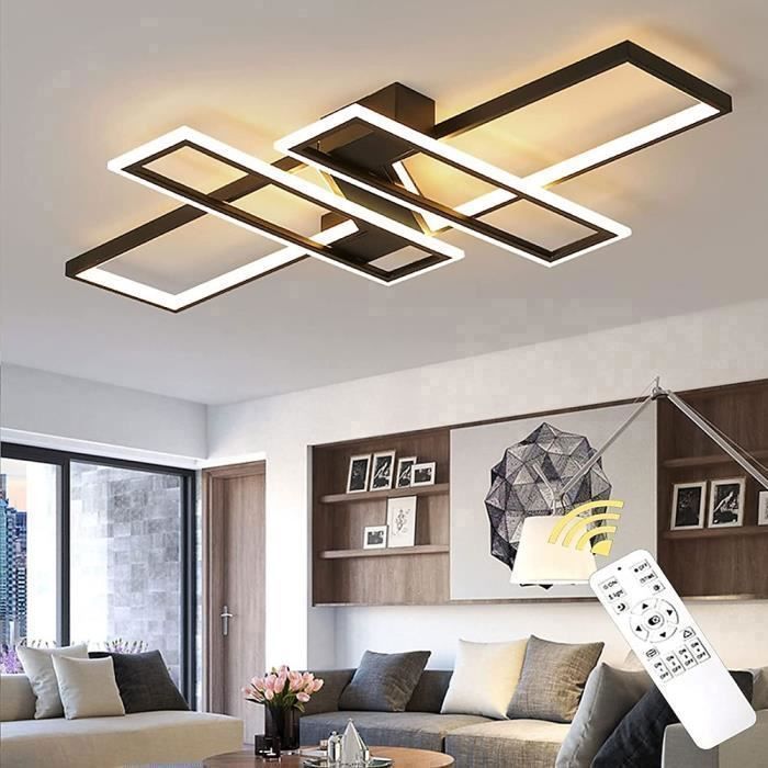 DELIPOP Moderne 48W Zwarte LED Plafondlamp, Dimbaar met Afstandsbediening voor Woonkamer, Slaapkamer, Eetkamer - Diameter 120cm