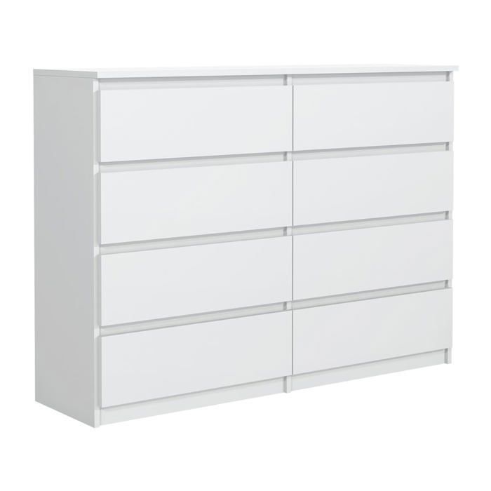 Cassettiera a 8 cassetti - Meblocker - Bianca 120 cm - Ampio mobile contenitore - Soggiorno, ufficio, camera da letto e cameretta dei bambini