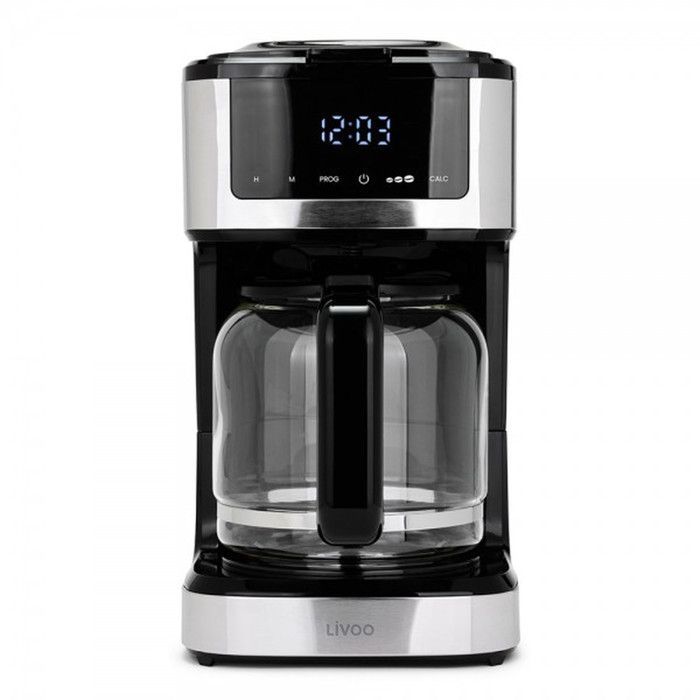 Livoo DOD208 Macchina da caffè elettrica programmabile, 15 tazze, 1,8 l, filtro riutilizzabile, funzione programmabile, nera