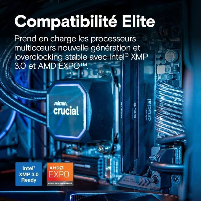 Gaminggeheugen - CRUCIAL Pro OC - CP16G64C32U5B - 16GB DDR5-6400 UDIMM - CL32 met koelblok - Zwart