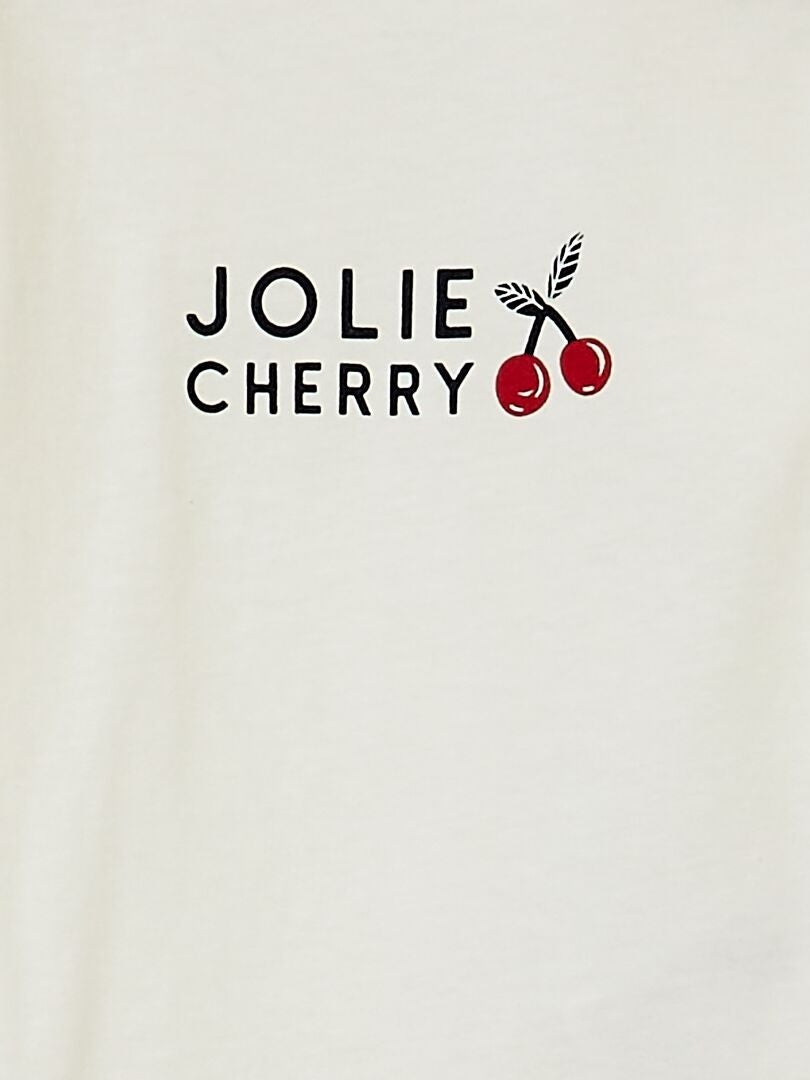 Bedrukt T-shirt met lange mouwen - Wit