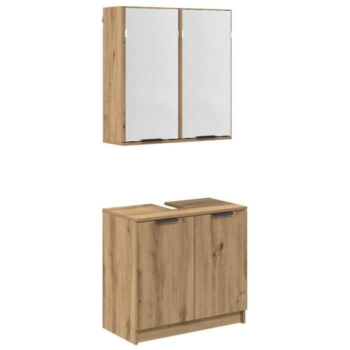 Bruine badkamermeubelset, SARAZYJ, moderne toiletkast met handgemaakte eikenhouten deur E2064