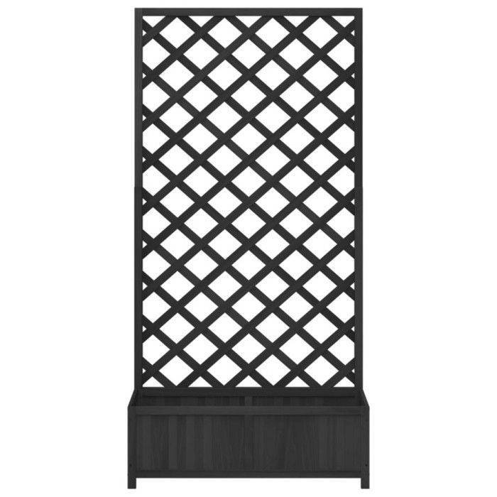 vidaXL Jardinière avec Treillis, Lit Surélevé, Bac à Fleurs, Pot de Plantes, Boîte à Fleurs Jardin Patio Terrasse, Noir Bois 365481