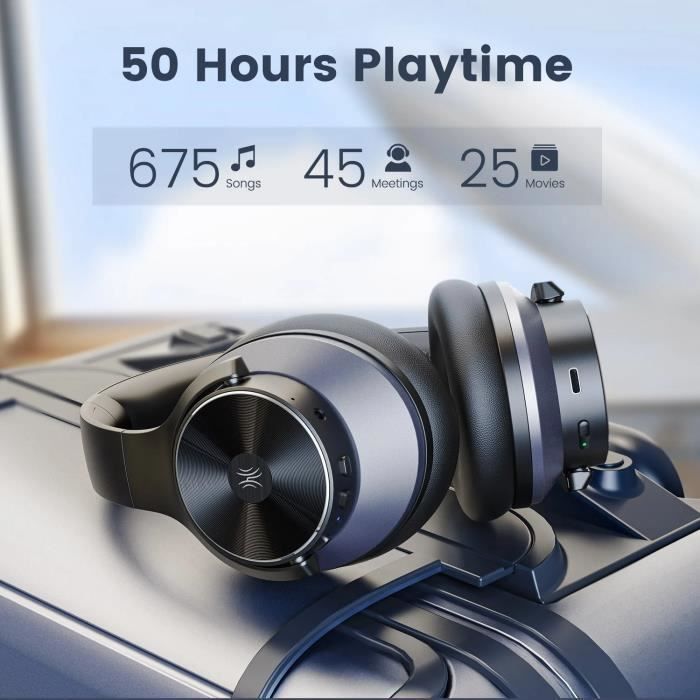 Bluetooth Headphones - OneOdio - A10 - Active Noise Cancellation - 62 Hours - Extra Bass