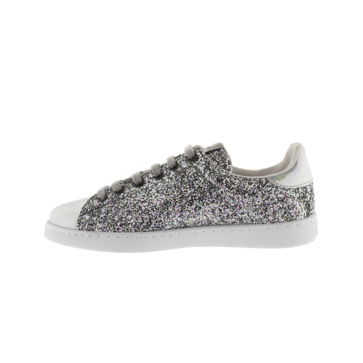Tênis Victoria Glitter com biqueira e calcanhar com efeito espelhado metálico