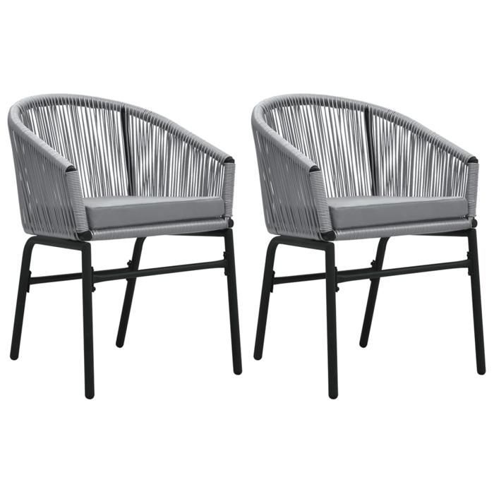 Conjunto de comedor de jardín - BURKE - 3 piezas - Gris - Mesa 80x80x74 cm - Silla 58x58x78 cm - Ratán sintético PVC