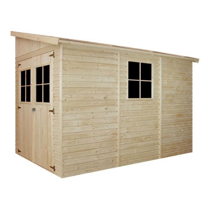 Caseta de jardín de madera TIMBELA de 6,02 m² - Pino/Abeto - 202 x 298 cm - Construcción de paneles - M339A