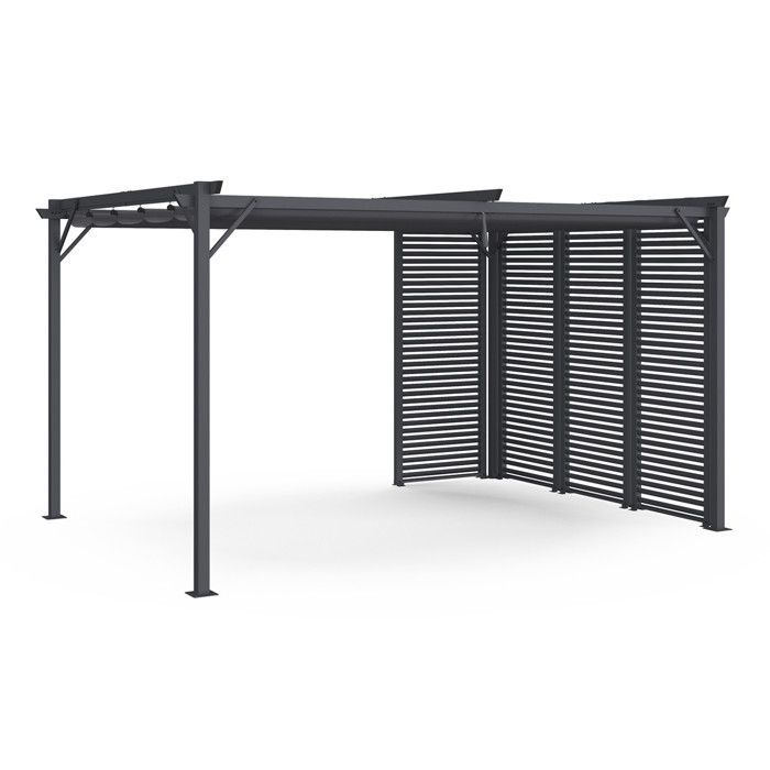 IDMARKET Pérgola edición coleccionista, lamas de techo retráctiles, 3x4 m, 4 paneles modulares, gris antracita