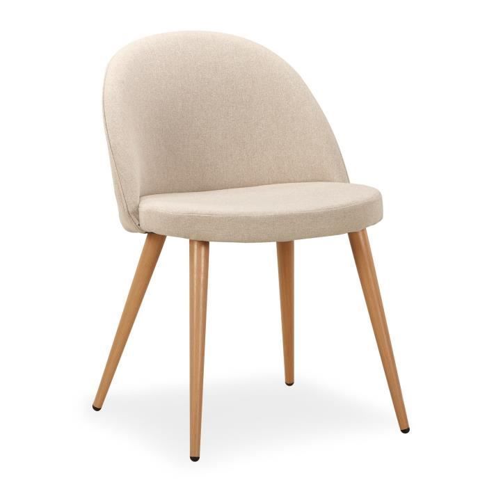 Lot de 4 chaises scandinaves - MENZZO - Maury Beige - Rembourrée - Pieds en métal - Style Scandinave - Moderne