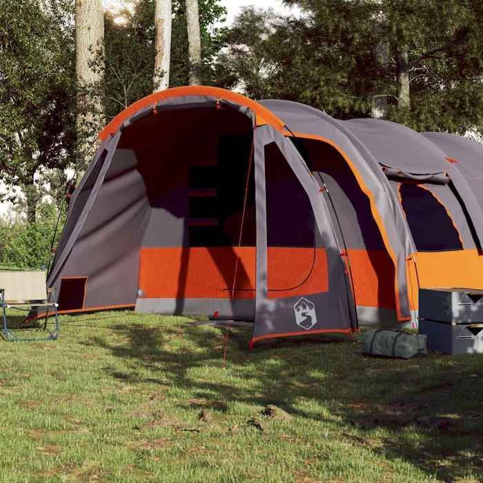 Tienda de campaña tipo túnel vidaXL para 8 personas, gris, impermeable, tienda de campaña, refugio de camping, refugio de jardín, tienda de campaña, refugio 94736
