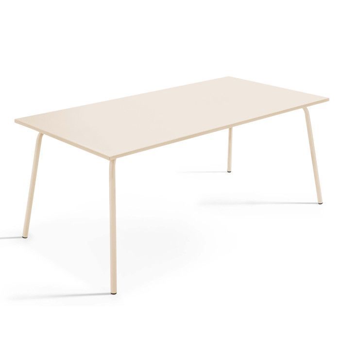 Ensemble table de jardin et 8 chaises en métal ivoire Palavas, Oviala