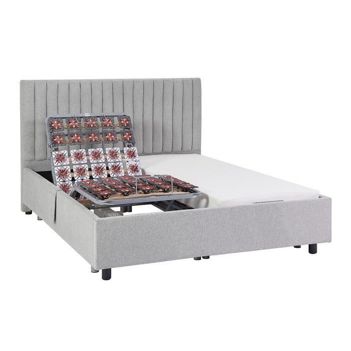 Base de cama eléctrica ajustable YSMÉE NALU con listones decorativos de 2x48 pulgadas - 2 x 70 x 190 cm - Tela - Gris