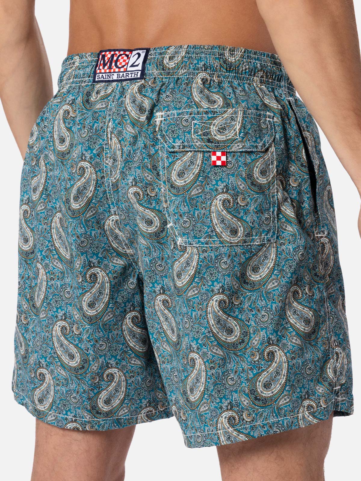 Gustavia herenbadpak met paisleyprint, middellange pijpen