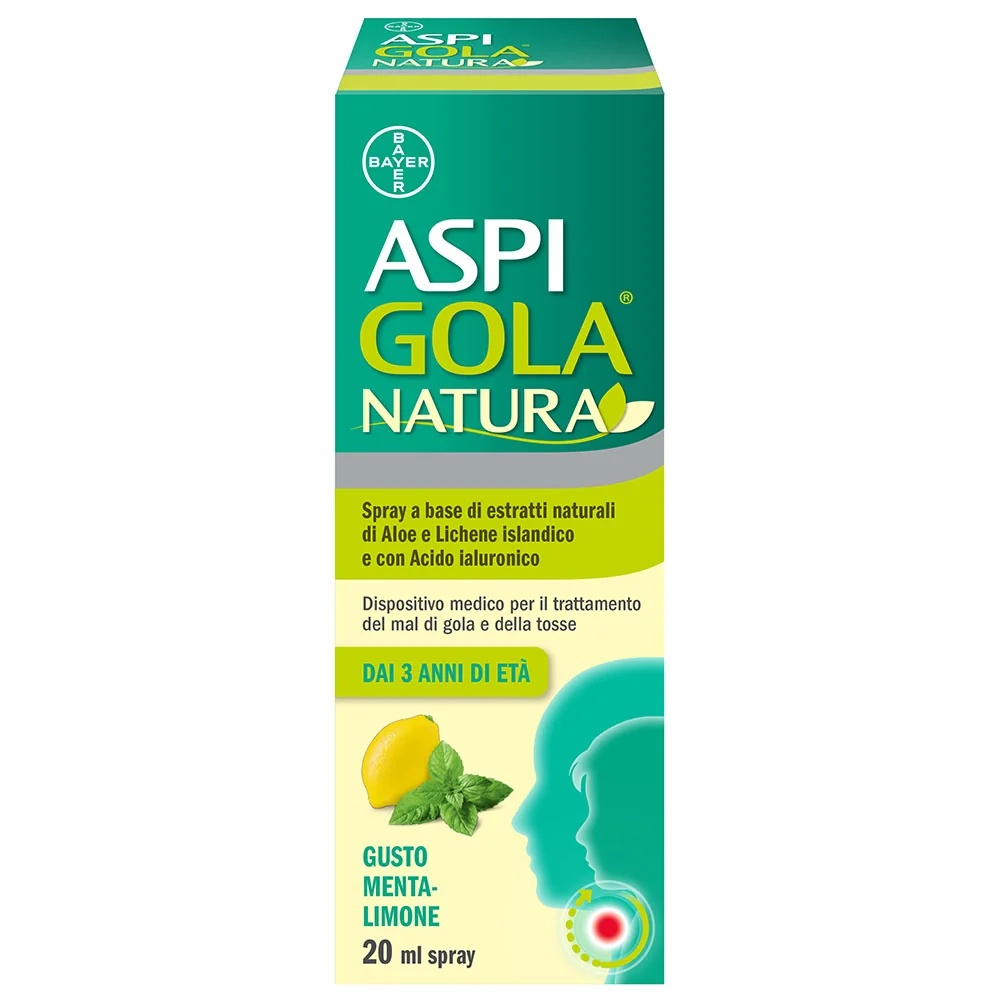 ASPIRINE Spray Aspi Gola Natura menthe citron 20 ml pour le mal de gorge et la toux