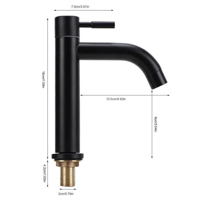 Grifo de baño G1 - Rosca macho de 2 pulgadas, acero inoxidable negro U-DUO