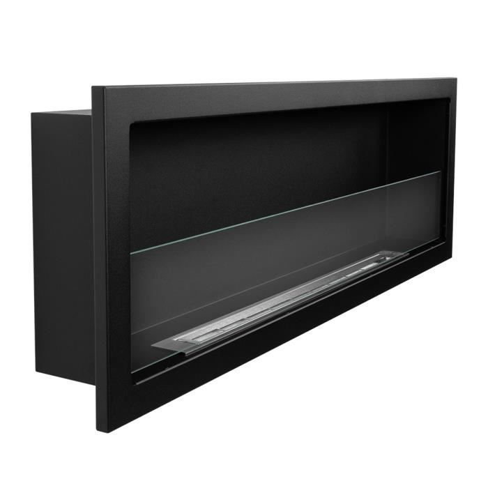 Chimenea de bioetanol empotrable - Furore 120 - Negra - Diseño elegante - Fácil instalación