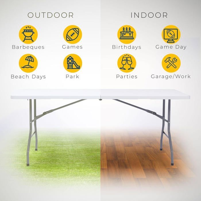 Mesa plegable - Mesa de buffet plegable para 8 personas, mesa portátil para fiestas en jardín/patio/balcón/camping