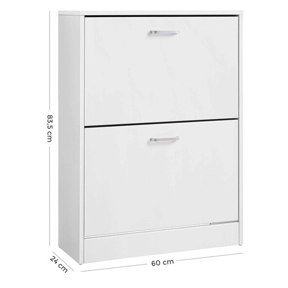 Shoe cabinet with two drop-down compartments