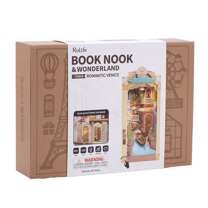 Romantic Venice Book Nook Wooden Bookend