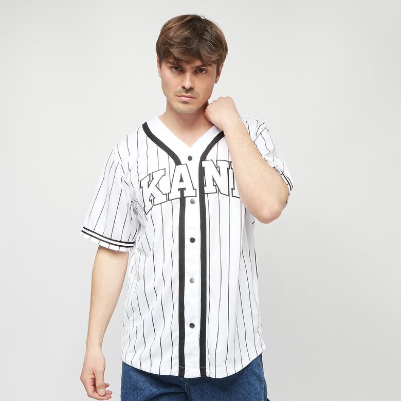 Serif-Nadelstreifen-Baseballhemd