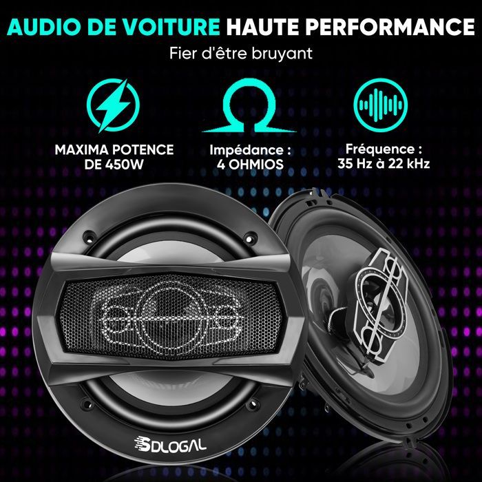 Altavoces coaxiales para coche ULTRIXE de 16 cm y 2 vías, 350 W, 4 Ω, cono de polipropileno