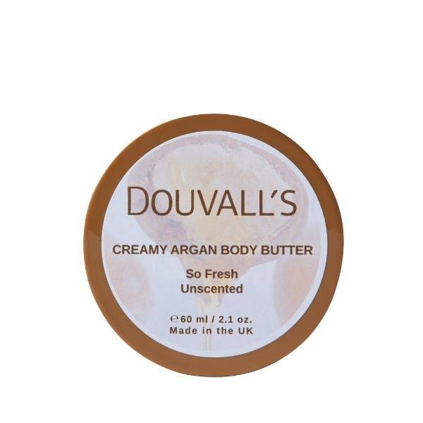 Douvall's Bio-Körperbutter mit Arganöl, unparfümiert, 60 ml