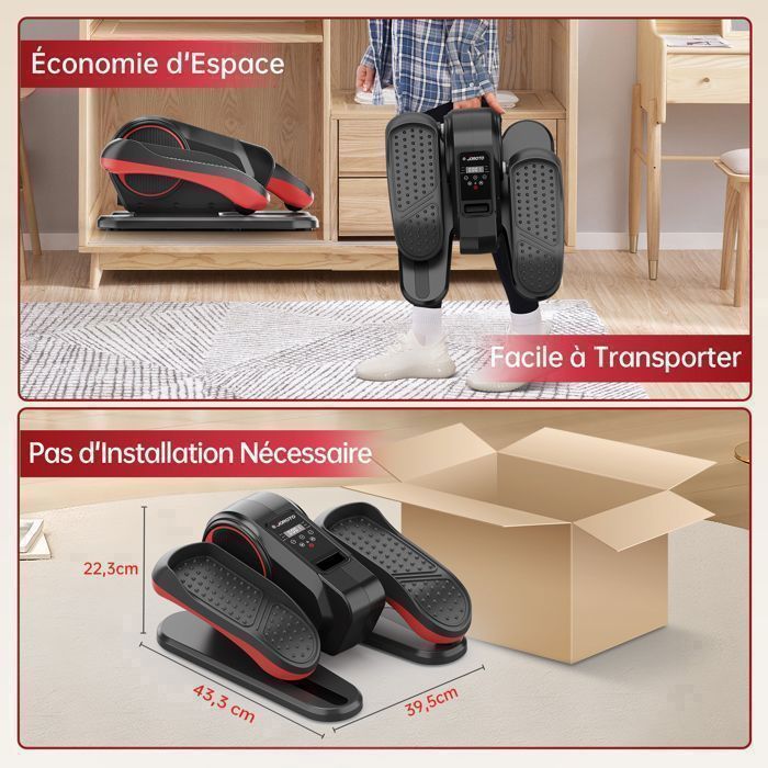 Vélo elliptique de bureau - JOROTO - YDE 10Mini - Compact - Silencieux ≤45 dB - 12 programmes - Télécommande