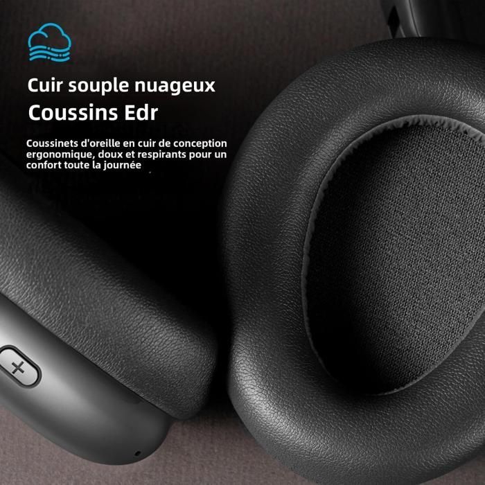 Cuffie wireless - FINGERTIME - Bluetooth 5.4 - Autonomia della batteria di 80 ore - Cancellazione del rumore ANC - QuietComfort - Nero