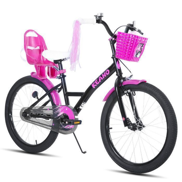 Kinderfiets - JOYSTAR - 50 cm - Met zwart mandje en poppenzitje - Geschikt voor kinderen van 7 tot 13 jaar - Zwart