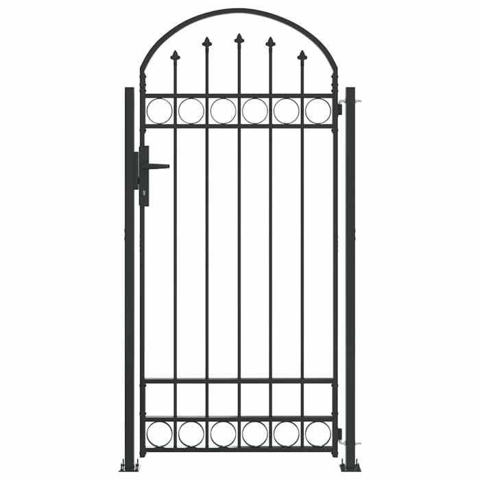 RUIG* CHIC Portail entrée Porte Jardin - KENNETH - Porte de Clôture Gris 102 x 200 cm Acier 764063