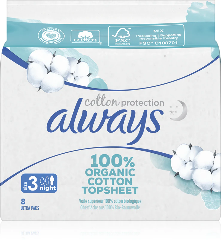 Absorventes noturnos Always Cotton Protection sem fragrância
