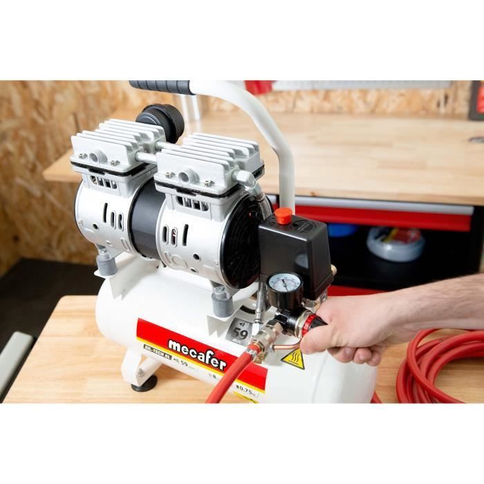 Compresor silencioso - MECAFER - 425513 - 6L - 0.5HP - Gris