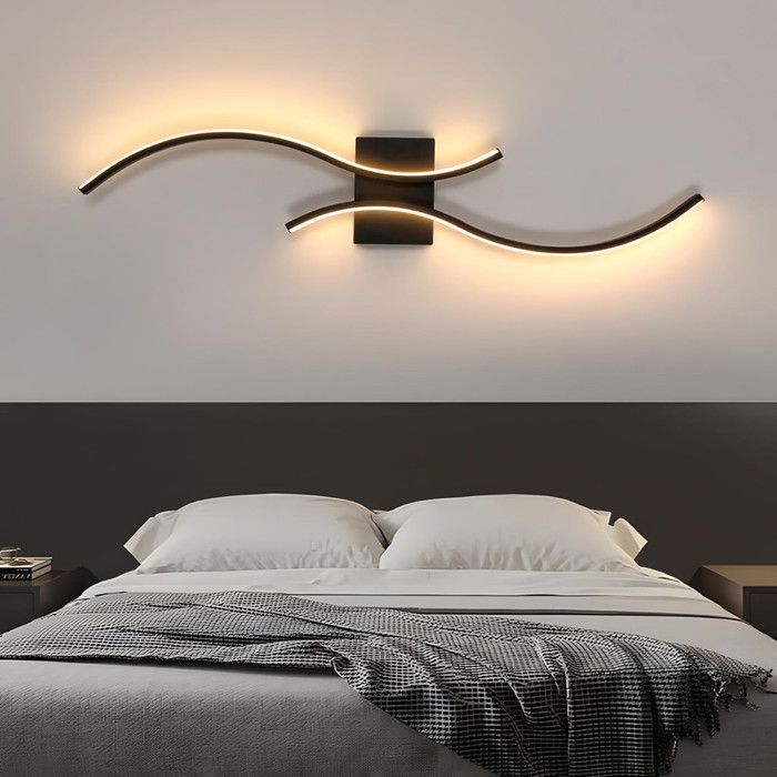 apliques LED de pared para interiores, diseño curvo, luces laterales recargables, temperatura ajustable, para pasillo/dormitorio.