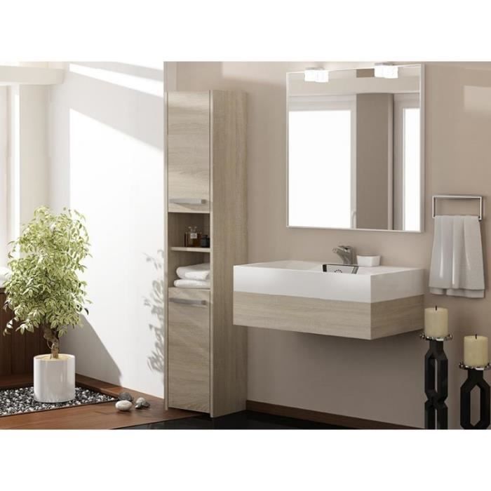 Mueble de baño tipo columna - PISA - Marrón - 170x40x30cm - 2 puertas - 5 estantes