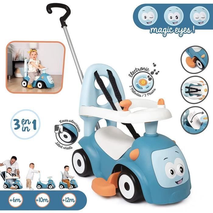Smoby – Maestro Rutschauto, Blau – Für Kinder ab 6 Monaten – Verstellbar – Leise Räder – Hupe