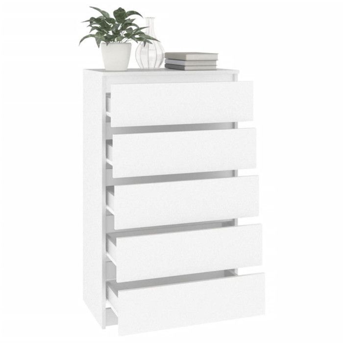 vidaXL Commode, dressoir met 5 lades, opbergkast, meubel voor woonkamer/slaapkamer, modern, wit 823016