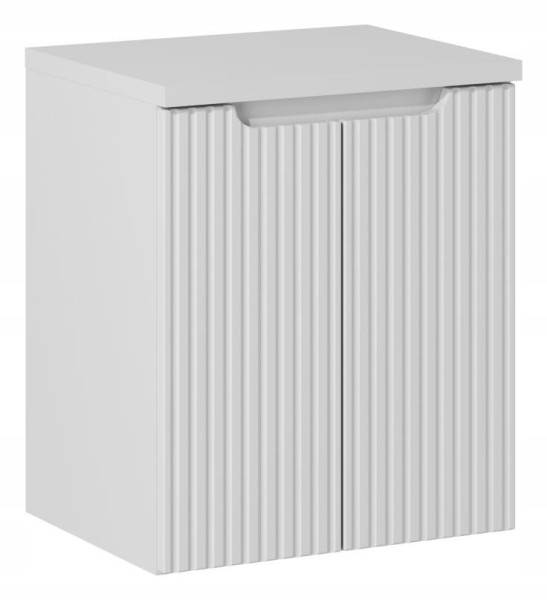 BIAŁA szafka łazienkowa z blatem 50 cm NOVA WHITE 82-50 2D RYFLOWANY front