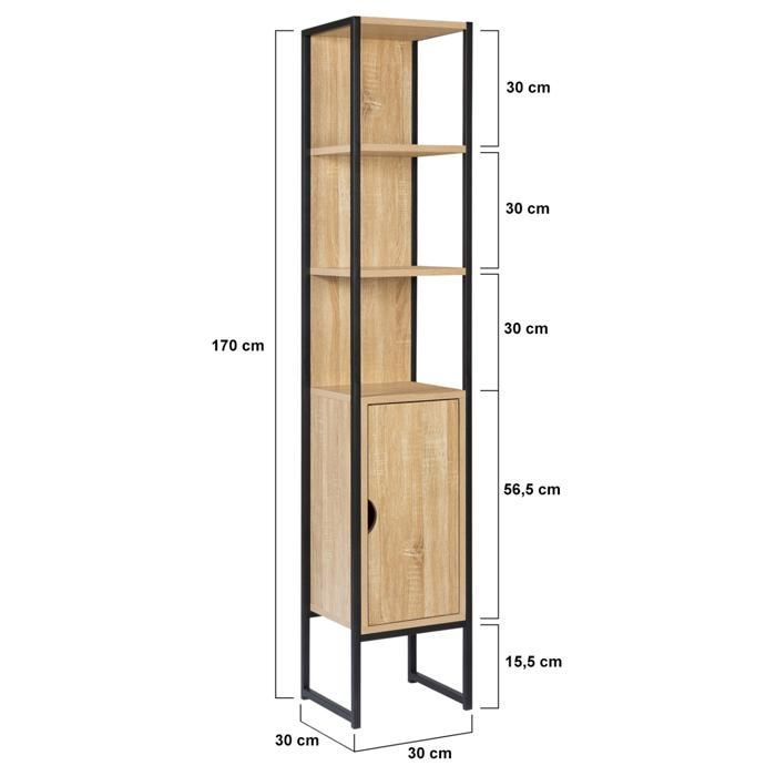 IDMARKET DETROIT Badkamerkast met 1 deur in industrieel design