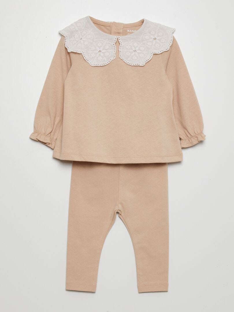 Complete set van t-shirt en legging - 2-delig - BEIGE