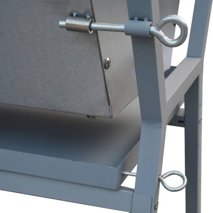 Motorized tilting charcoal rotisserie in stainless steel with spit and cover MATHURIN WITH COVER