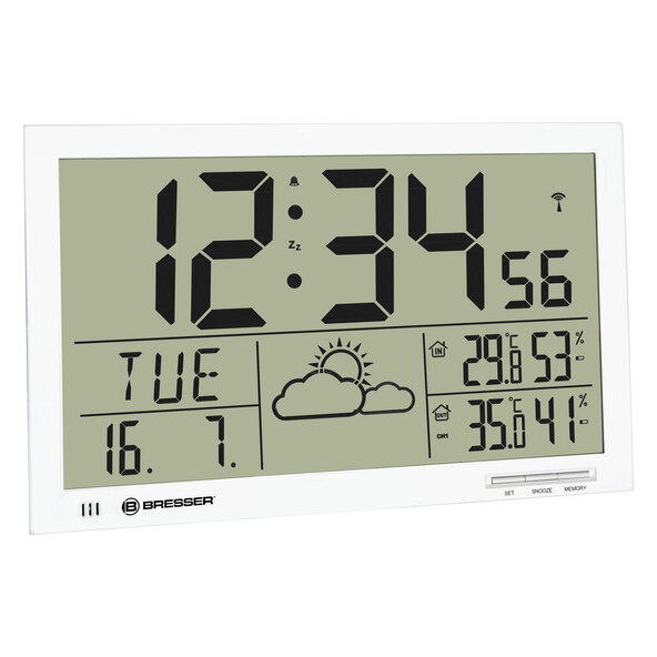 Ceas de perete meteo LCD MyTime Jumbo, alb
