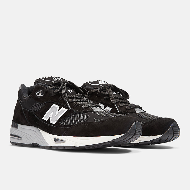 Męskie buty MADE in UK 991v1 – czarne ze srebrnym