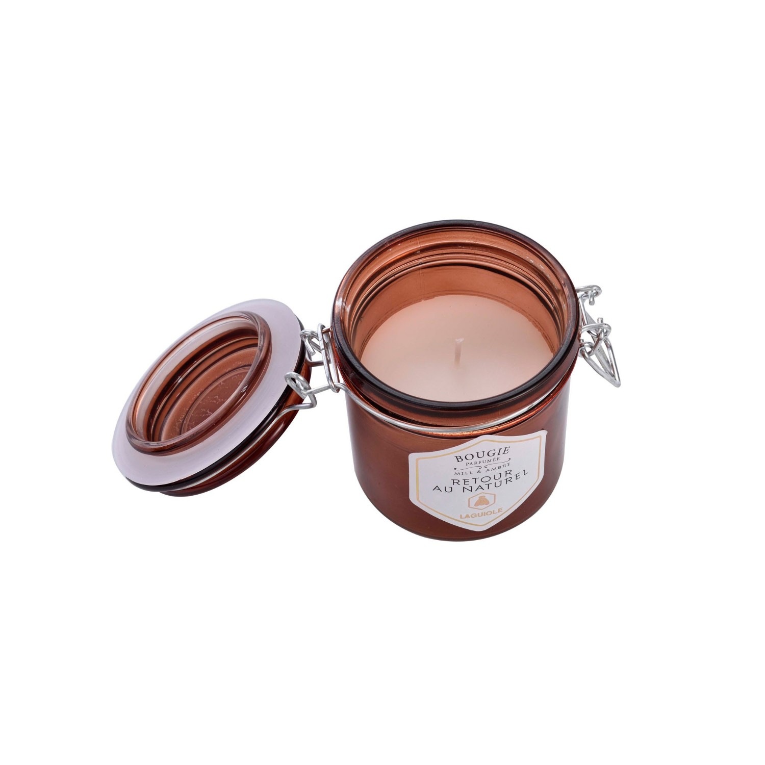 La guiole Bougie Retour au naturel, Fermeture CharniÃ¨re, Parfum de Ambre & Miel 150 g