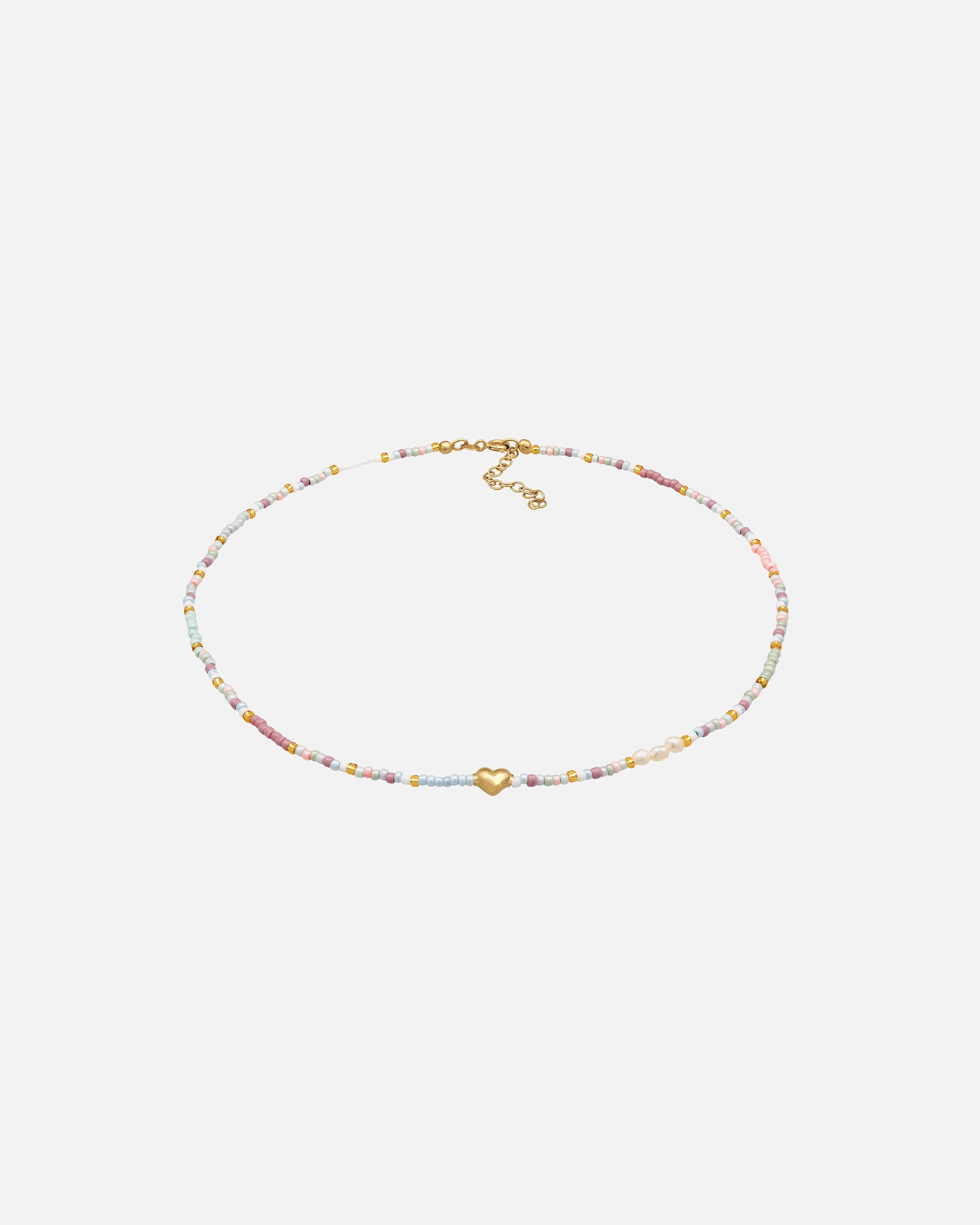 Elli Femmes Choker verre perles coeur tendance en argent sterling 925 plaqué or